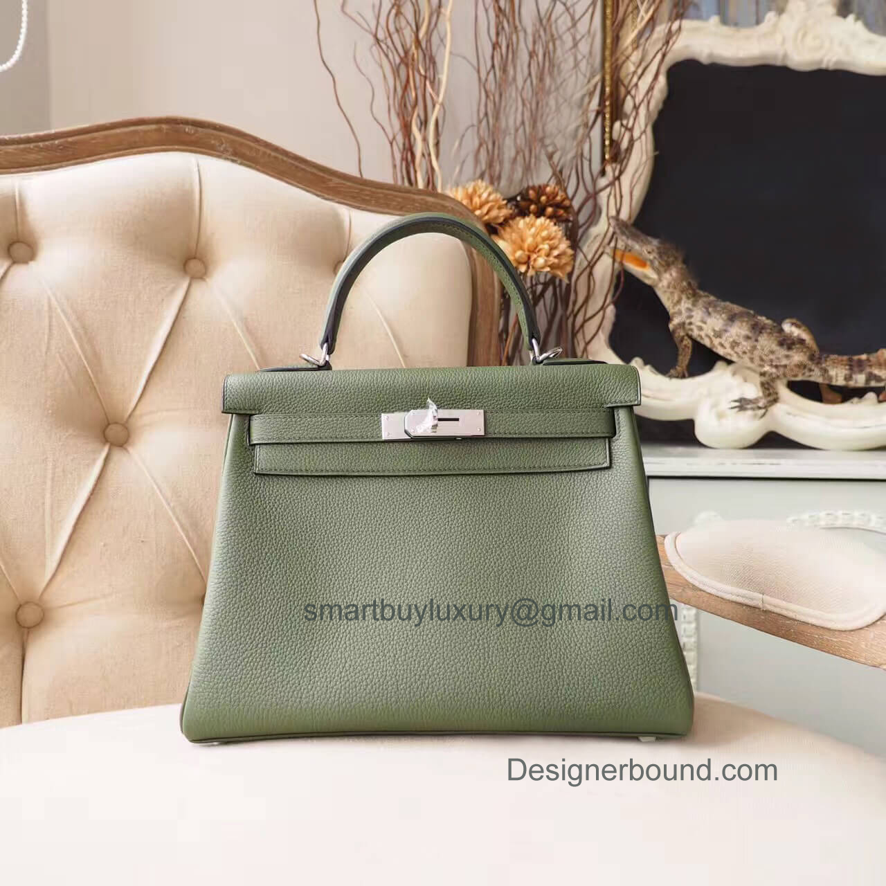 Hermes Kelly 28 Bag in v6 Canopee Togo PHW